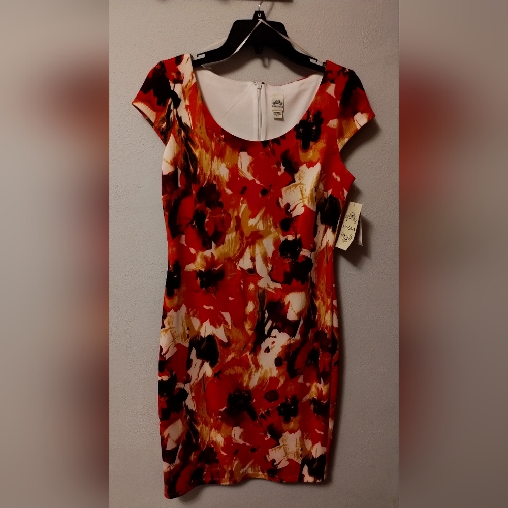 NWT Beautiful Sangria Floral Dress - Red and Black Size 10